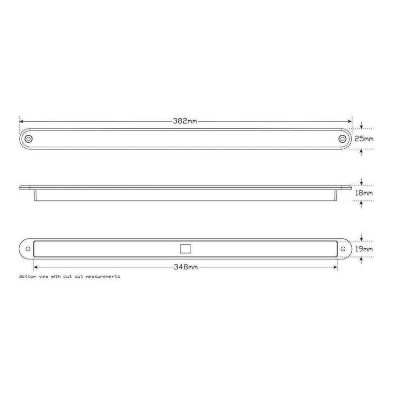 Load image into Gallery viewer, LED Autolamp 12V Sequential Amber Indicator Strip Lamp 18 Square LEDs 382mm Bulk
