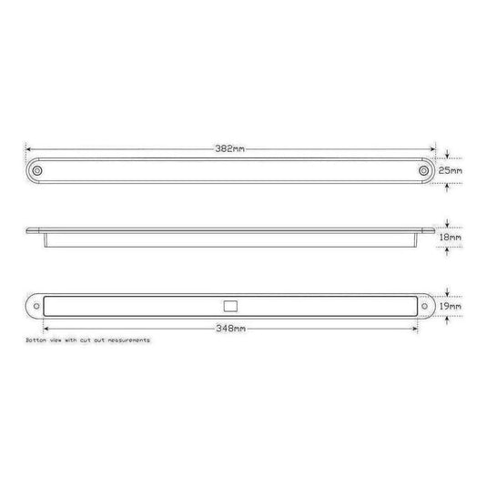 LED Autolamp 12V Sequential Indicator Strip Lamp 18 Square LEDs 382mm ...
