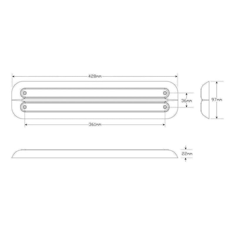 Load image into Gallery viewer, LED Autolamp 12V Slim Line Stop/Tail/Indicator Taillight Black 428x97x22mm Each
