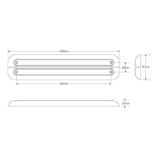 LED Autolamp 12V Slim Line Stop/Tail/Indicator Taillight Black 428x97x22mm Each
