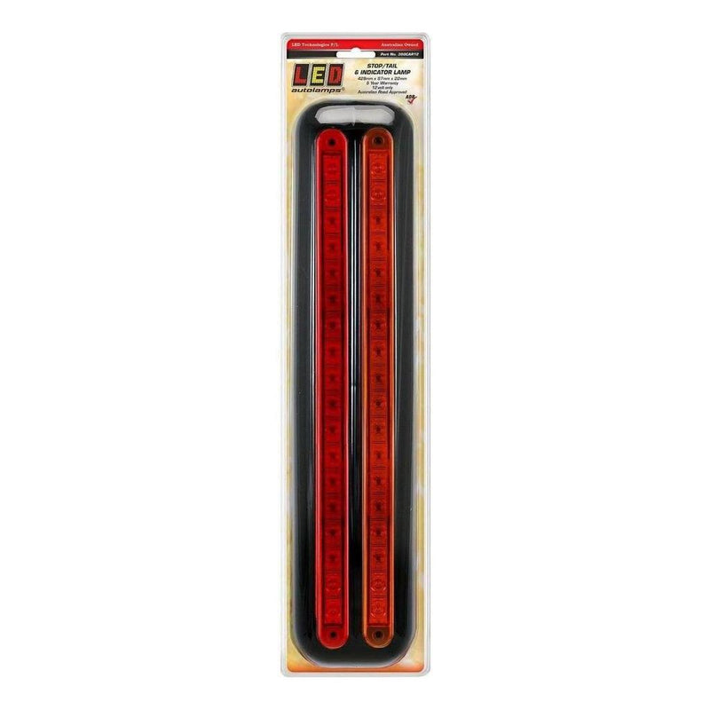 Load image into Gallery viewer, LED Autolamp 12V Slim Line Stop/Tail/Indicator Taillight Black 428x97x22mm Each
