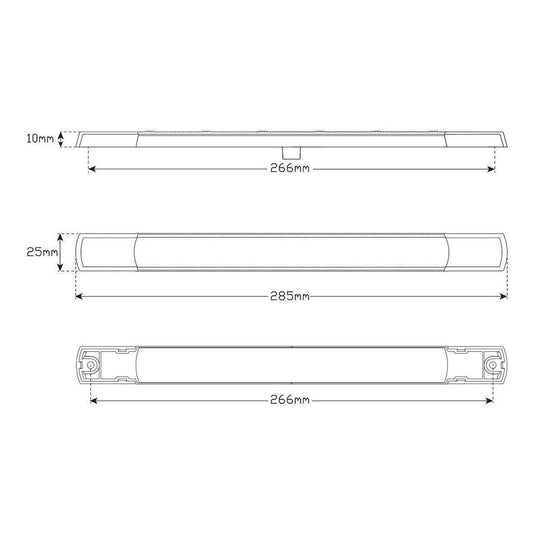 LED Autolamp 12V Slimline Stop/Tail/Indicator Taillight 285x25x10mm