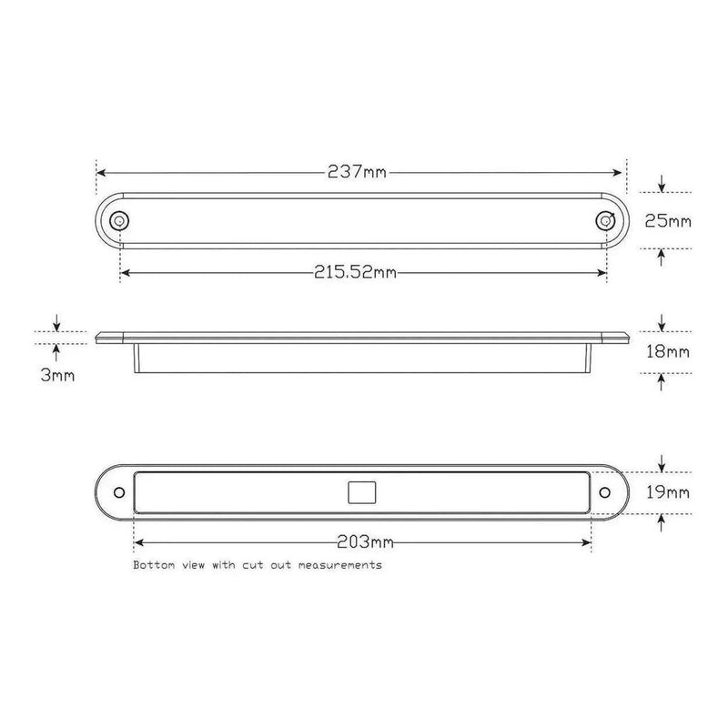 Load image into Gallery viewer, LED Autolamp 12V Strip Rear Amber Indicator 237x25x3mm
