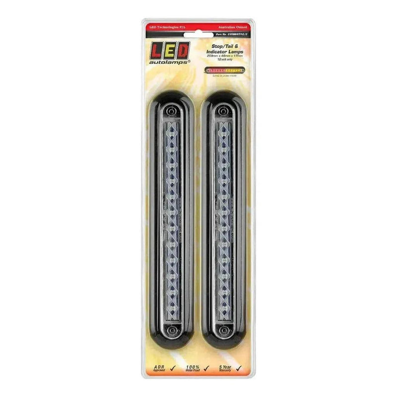 Load image into Gallery viewer, LED Autolamp 12V Strip Red Stop/Tail/Indicator Taillight 298x46x17mm
