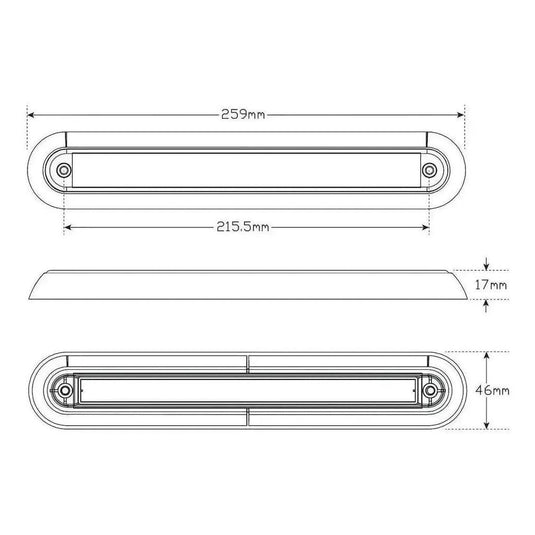 LED Autolamp 12V Strip Red Stop/Tail/Indicator Taillight 298x46x17mm