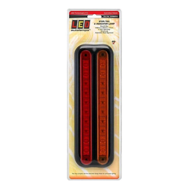 Load image into Gallery viewer, LED Autolamp 12V Strip Stop/Tail/Indicator Taillight Black 258x82x17mm
