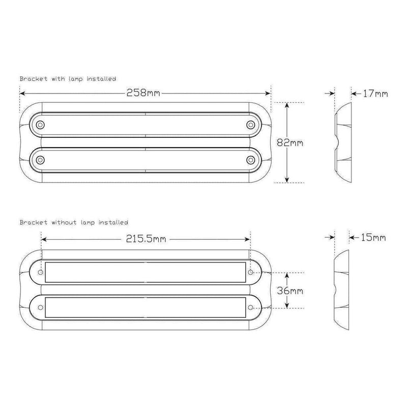 Load image into Gallery viewer, LED Autolamp 12V Strip Stop/Tail/Indicator Taillight Black 258x82x17mm
