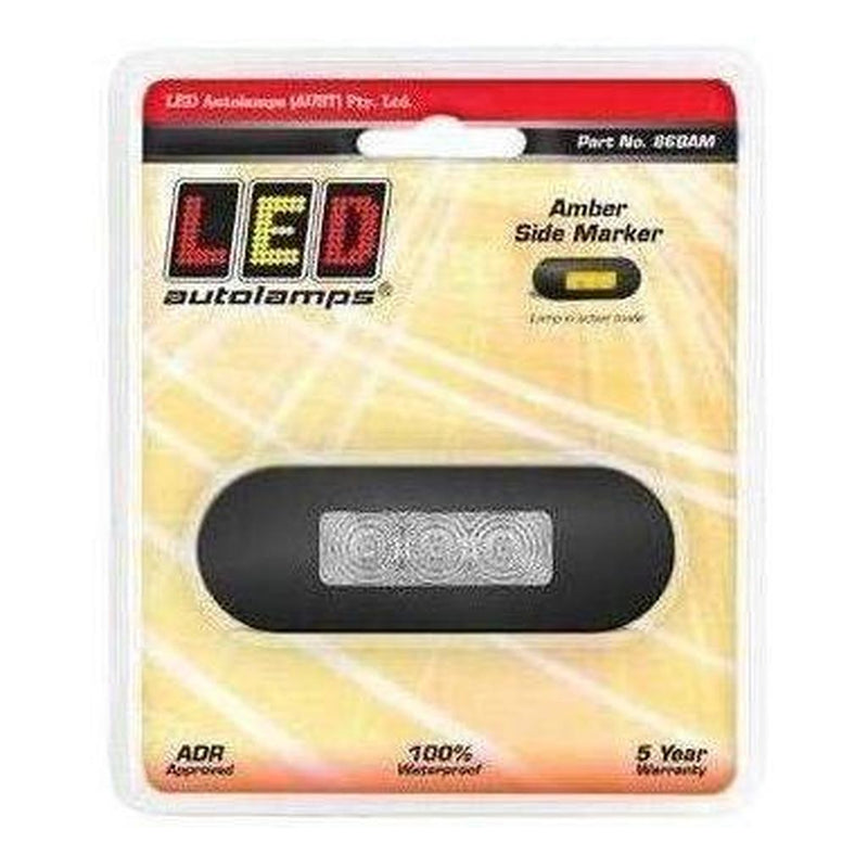 Load image into Gallery viewer, LED Autolamp 12V/24V Amber Marker Clear Lense &amp; Black Bezel 86x31x16mm Blister
