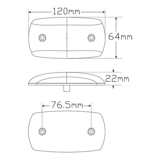LED Autolamp 12V/24V Amber/Red Low Profile Side Marker 120X64X22mm