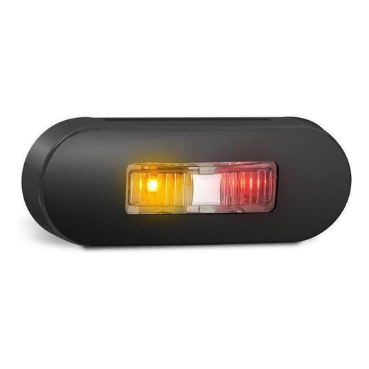 LED Autolamp 12V/24V Amber/Red Side marker Clear Lense & Black Bezel 86x31x16mm Bulk