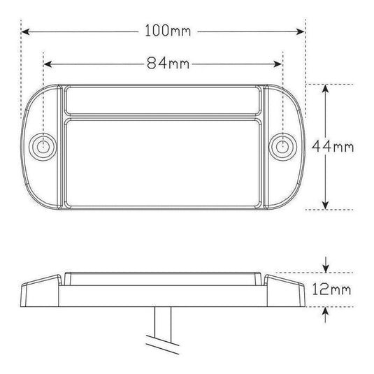 LED Autolamp 12V/24V Red Rear End Outline Marker with Reflector 100x44x12