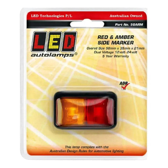 LED Autolamp 12V/24V Red/Amber Side Marker