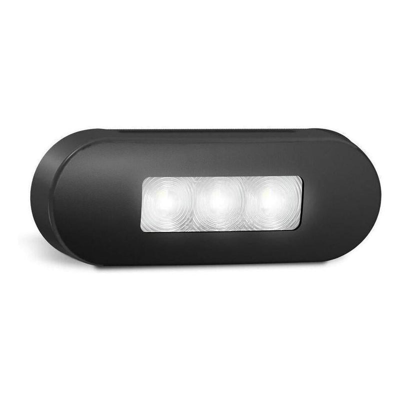Load image into Gallery viewer, LED Autolamp 12V/24V White Marker Clear Lense &amp; Black Bezel 86x31x16mm Bulk
