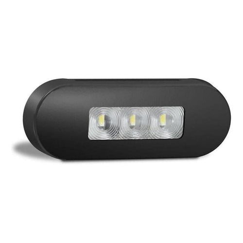 LED Autolamp 12V/24V White Marker Clear Lense & Black Bezel 86x31x16mm Bulk