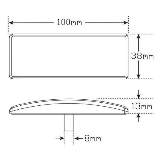 LED Autolamp 12V/24V White Side Marker with Built in Reflector / 3M Adhesive 100x38x13mm