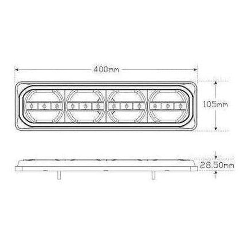 Load image into Gallery viewer, LED Autolamp LHS 12V Stop/Tail/Indicator/Reverse Taillight 385x104x31mm
