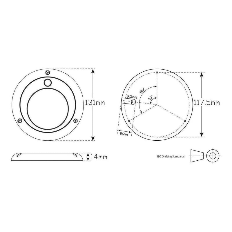 Load image into Gallery viewer, LED Autolamp Large Round Interior/Exterior Lamp Inc Switch 131mm
