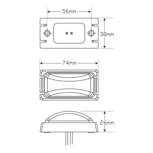 LED Autolamp Red Rear Marker 74x38x32mm