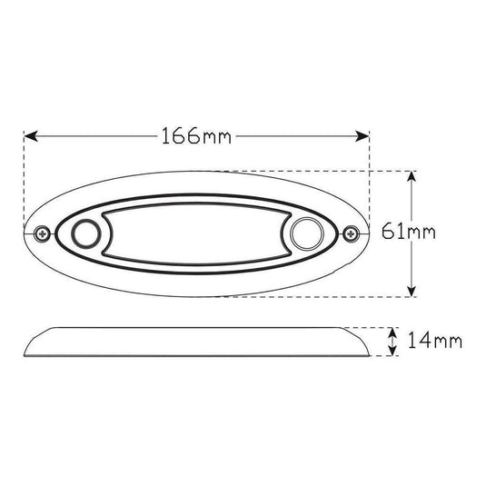 LED Autolamps 10V/30V Oval LED Interior/Exterior Lamp with White Housing & Touch Switch