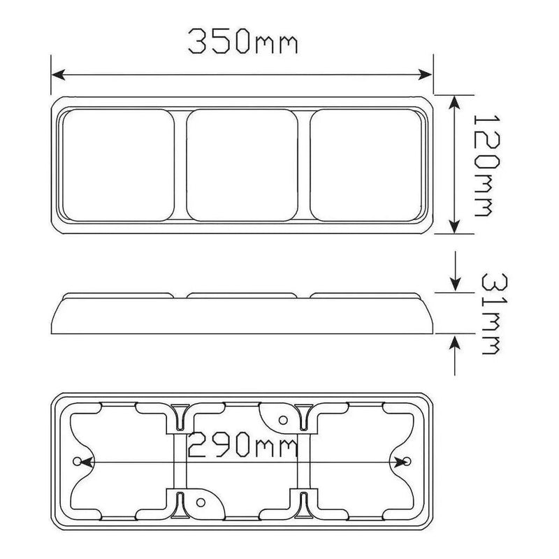 Load image into Gallery viewer, LED Autolamps 12V LED Combination Stop/Tail/Indicator Lamp 350x120x31mm
