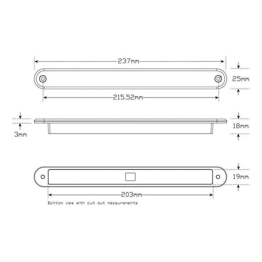 LED Autolamps 12V Sequential Amber Indicator Strip Light 237x25x3mm Single