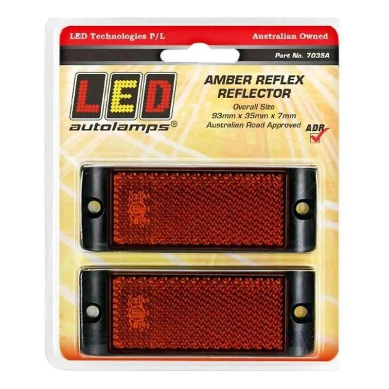 Load image into Gallery viewer, LED Autolamps Amber Reflector with Mounting Bracket Twin Blister Pack

