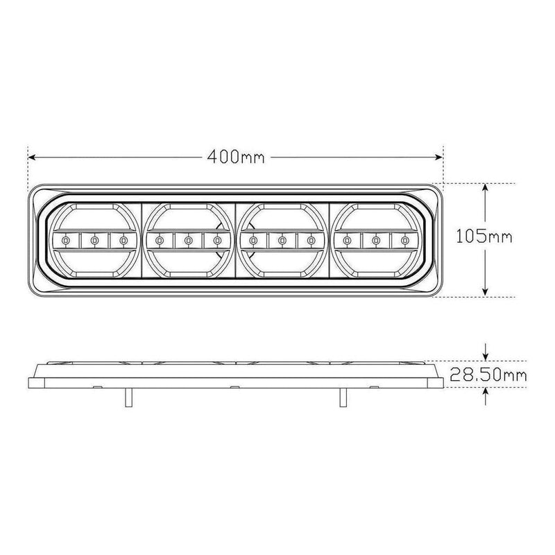 Load image into Gallery viewer, LED Autolamps Maxilamps Combination Stop/Tail &amp; Sequential Indicator 387x105x30.5mm
