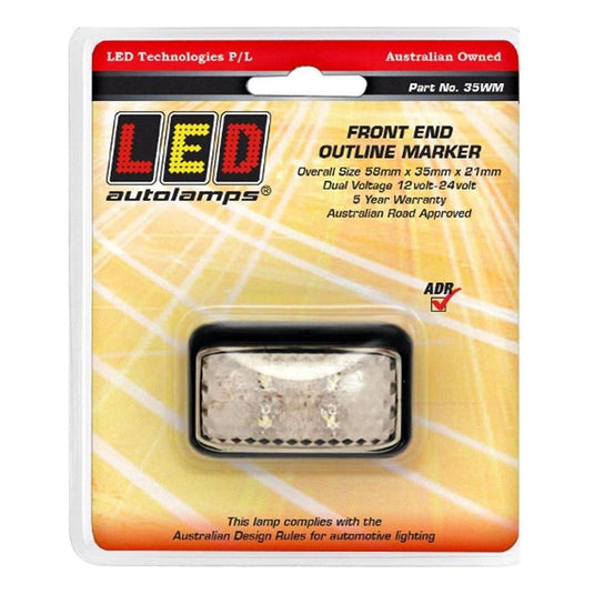LED Autolamps White Front End Outline Marker Lamp 58X35X21mm