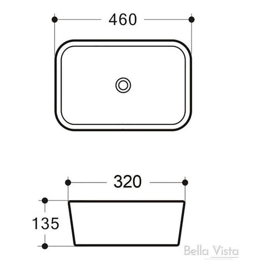 Lina Ceramic Basin Sink 460 x 320 x 135 Matt White