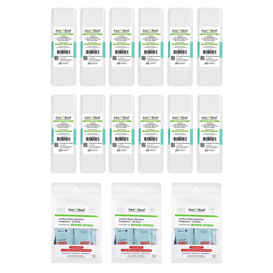 LooSeal Biodegradable Liner & Coagulant 3 Month Pack (12 Rolls & 3 Absorbers) White
