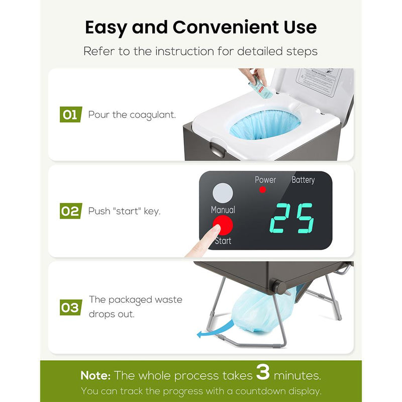 Load image into Gallery viewer, LooSeal EVO Auto Sealing Waterless Portable Toilet Grey
