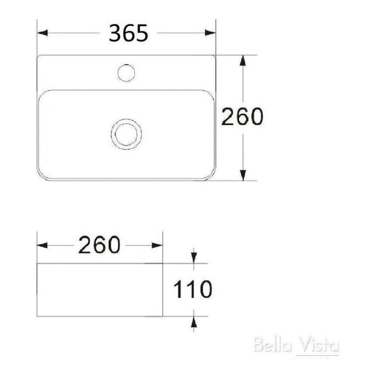 Mallory Ceramic Single Bowl Sink 365 x 260 x 110mm White