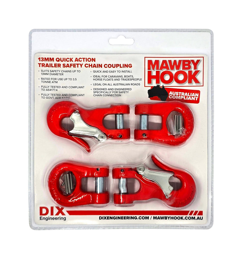 Load image into Gallery viewer, Mawby Hook Trailer Safety Chain Coupling 3.5T 13mm Throat Pair
