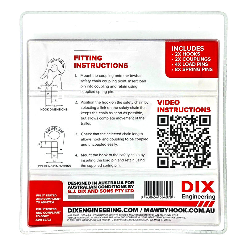 Load image into Gallery viewer, Mawby Hook Trailer Safety Chain Coupling 3.5T 13mm Throat Pair
