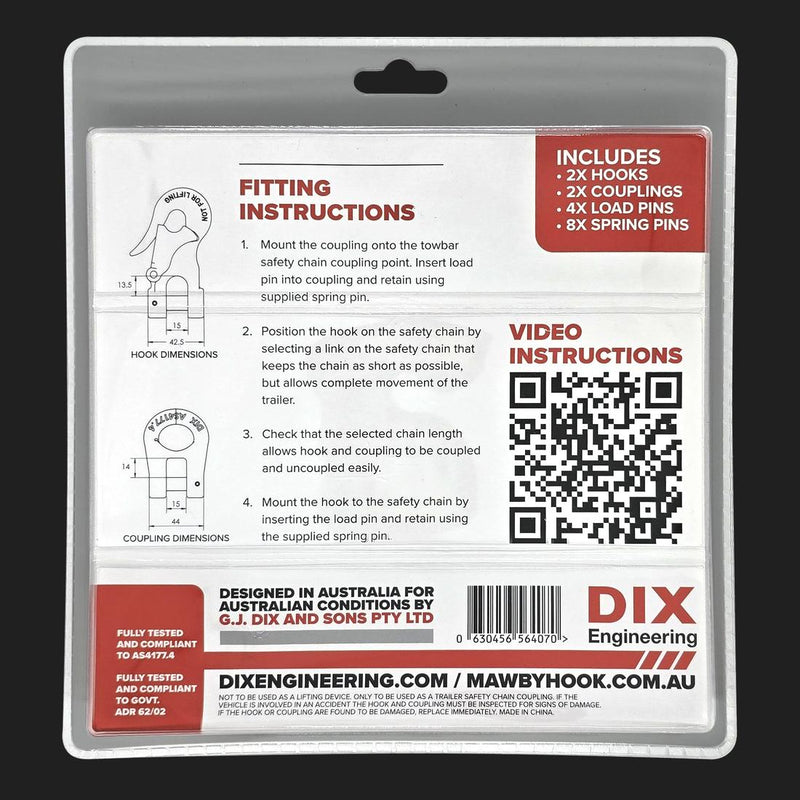 Load image into Gallery viewer, Mawby Hook Trailer Safety Chain Coupling 3.5T 13mm Throat Pair

