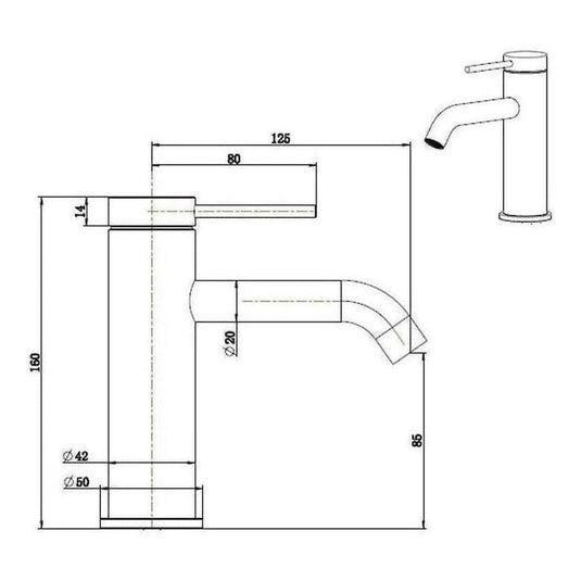 Mica Basin Sink Tap Mixer Curved Spout Black