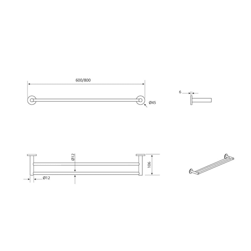 Load image into Gallery viewer, Mica Double Towel Rail 600mm Gunmetal
