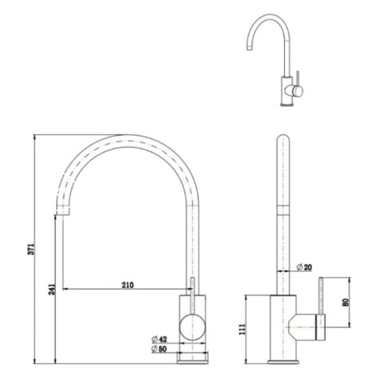 Mica Gooseneck Kitchen Tap Sink Mixer Dusk Bronze