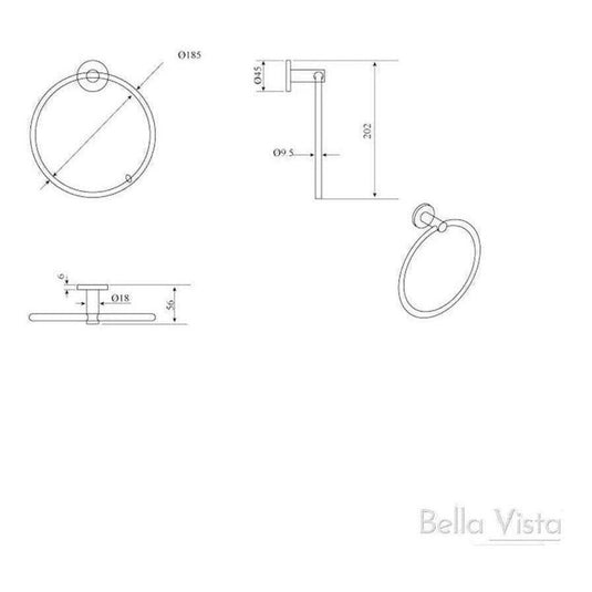 Mica Round Hand Towel Ring Black