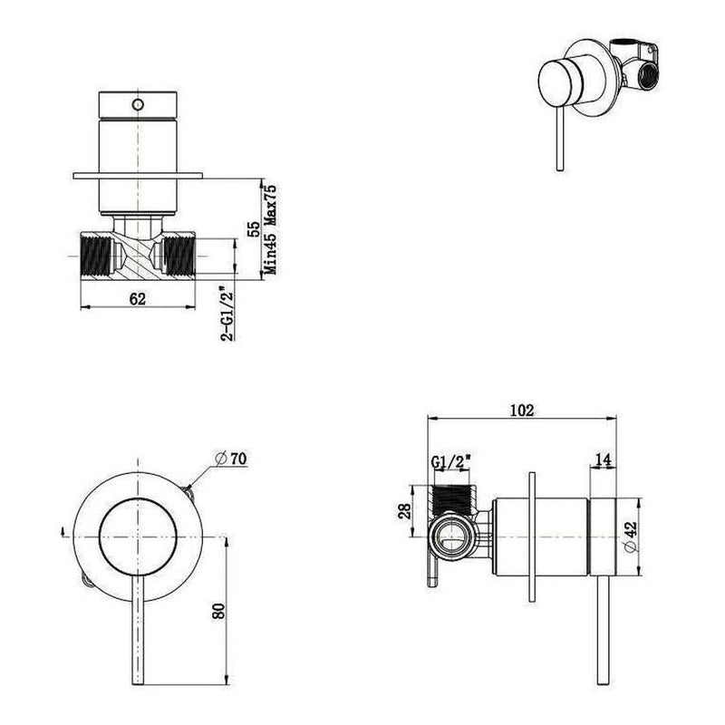 Load image into Gallery viewer, Mica Shower Tap Flick Mixer Brushed Nickel
