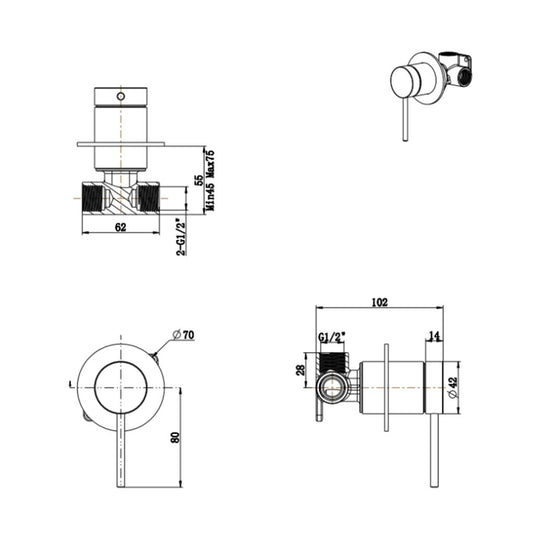 Mica Shower / Wall Tap Mixer - Trim Kit Chrome