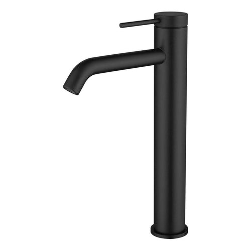 Mica Tall Basin Sink Tap Mixer Curved Spout Black