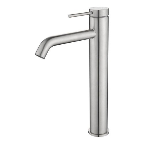 Mica Tall Basin Sink Tap Mixer Curved Spout Brushed Nickel