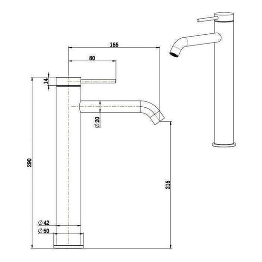 Mica Tall Basin Sink Tap Mixer Curved Spout Chrome