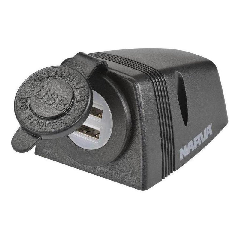 Load image into Gallery viewer, Narva Dual USB Socket Port Surface Mount Black
