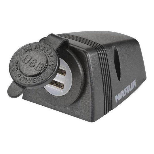 Narva Dual USB Socket Port Surface Mount Black