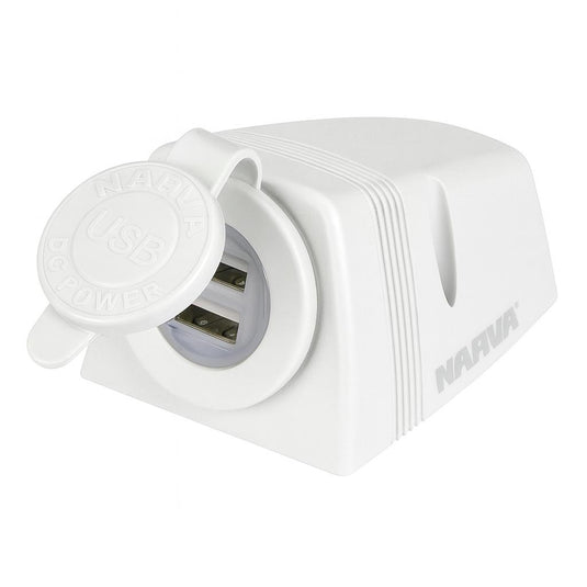 Narva Dual USB Socket Port Surface Mount White
