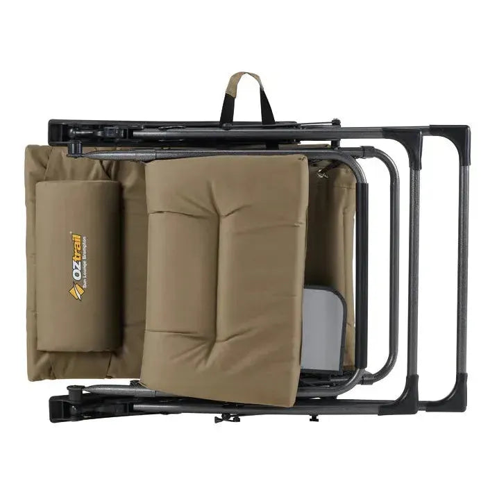 Load image into Gallery viewer, OZTRAIL BRAMPTON Sun Lounge Chair With Side Table &amp; Drink Holder 150 kg
