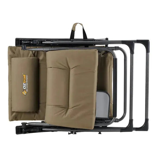 OZTRAIL BRAMPTON Sun Lounge Chair With Side Table & Drink Holder 150 kg