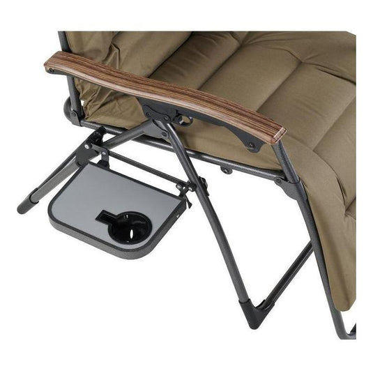 OZTRAIL BRAMPTON Sun Lounge Chair With Side Table & Drink Holder 150 kg